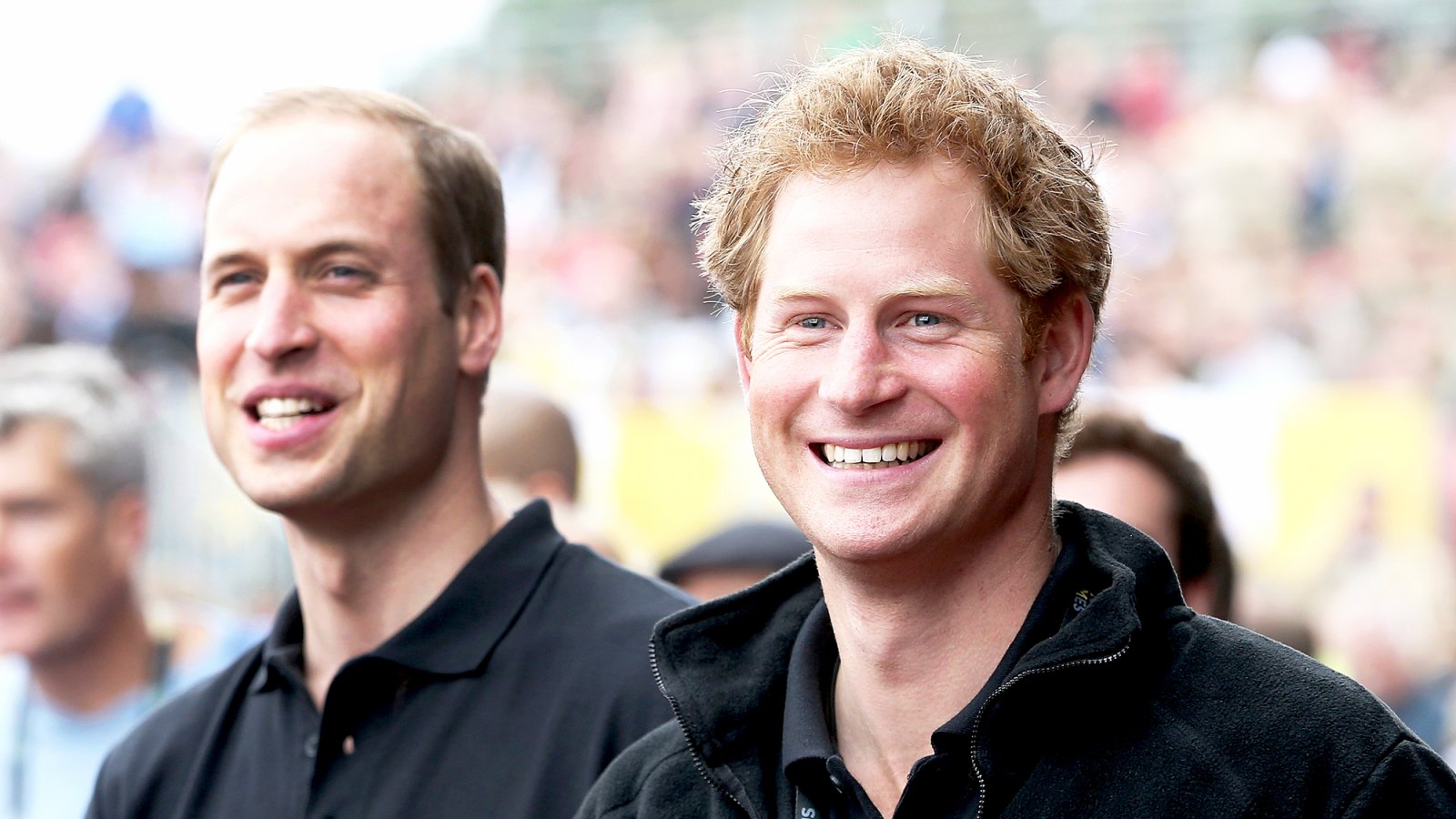 Prince William, Duke of Cambridge and his brother Prince Harry cheers the athletes during the Invictus Games athletics at Lee Valley in London, England.