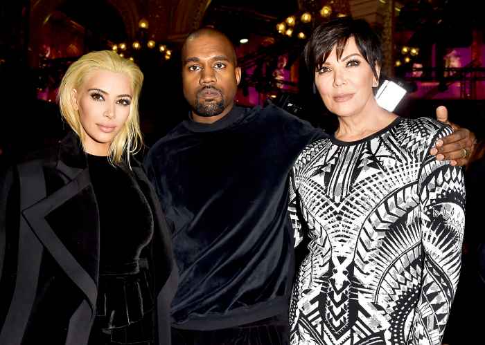 Kim Kardashian, Kanye West and Kris Jenner attend the Balmain show during Paris Fashion Week Womenswear Fall/Winter 2015/2016 in Paris, France.