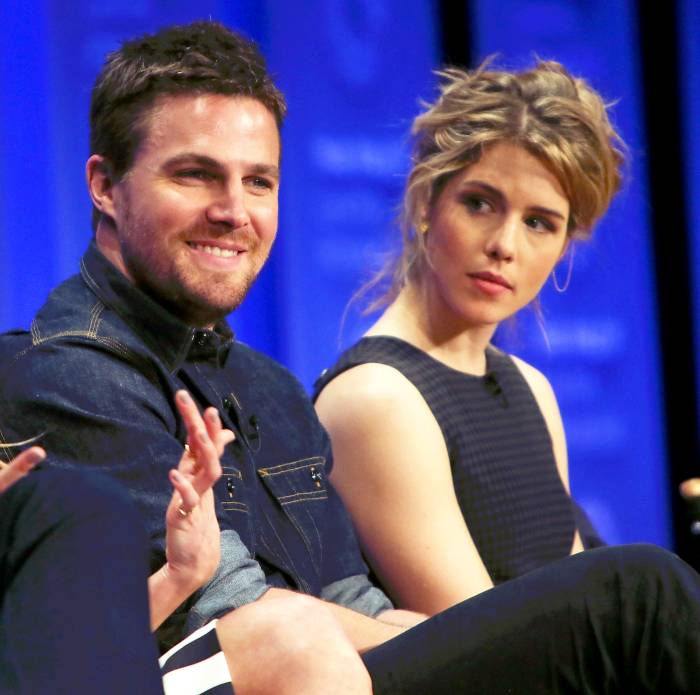 Stephen Amell and Emily Bett Rickards attend The Paley Center For Media's 32nd Annual PALEYFEST LA at the Dolby Theatre in Hollywood, California.