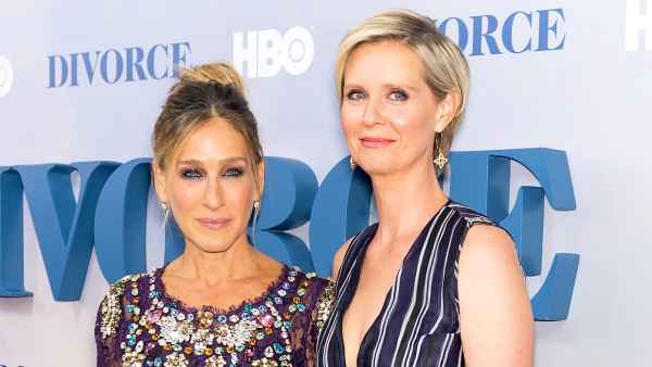 Sarah Jessica Parker and Cynthia Nixon attend the 'Divorce' New York Premiere at SVA Theater on October 4, 2016 in New York City.
