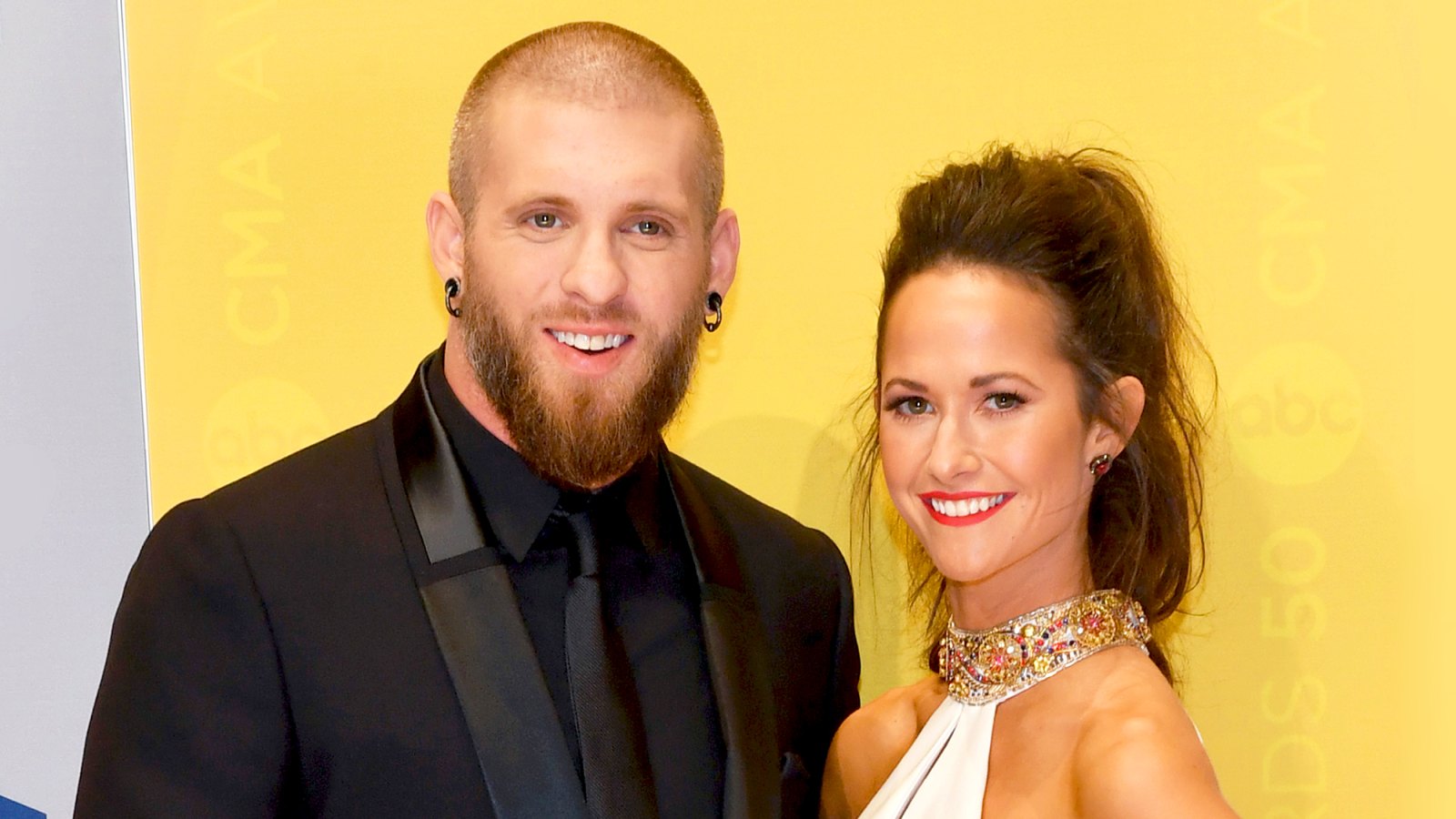 Brantley Gilbert and wife Amber Cochran attend the 50th annual CMA Awards at the Bridgestone Arena in Nashville, Tennessee.