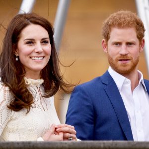 Catherine, Duchess of Cambridge and Prince Harry as they host a tea party in the grounds of Buckingham Palace on May 13, 2017 in London, England.