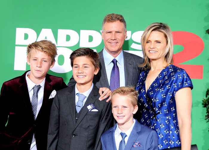 Will Ferrell, wife Viveca Paulin and their sons Magnus Mattias and Axel attend the premiere of 'Daddy's Home 2' at Regency Village Theatre on November 5, 2017 in Westwood, California.