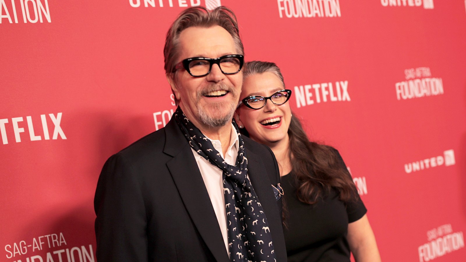 Gary Oldman and Gisele Schmidt attend the SAG-AFTRA Foundation Patron of the Artists Awards 2017 at the Wallis Annenberg Center for the Performing Arts on November 9, 2017 in Beverly Hills, California
