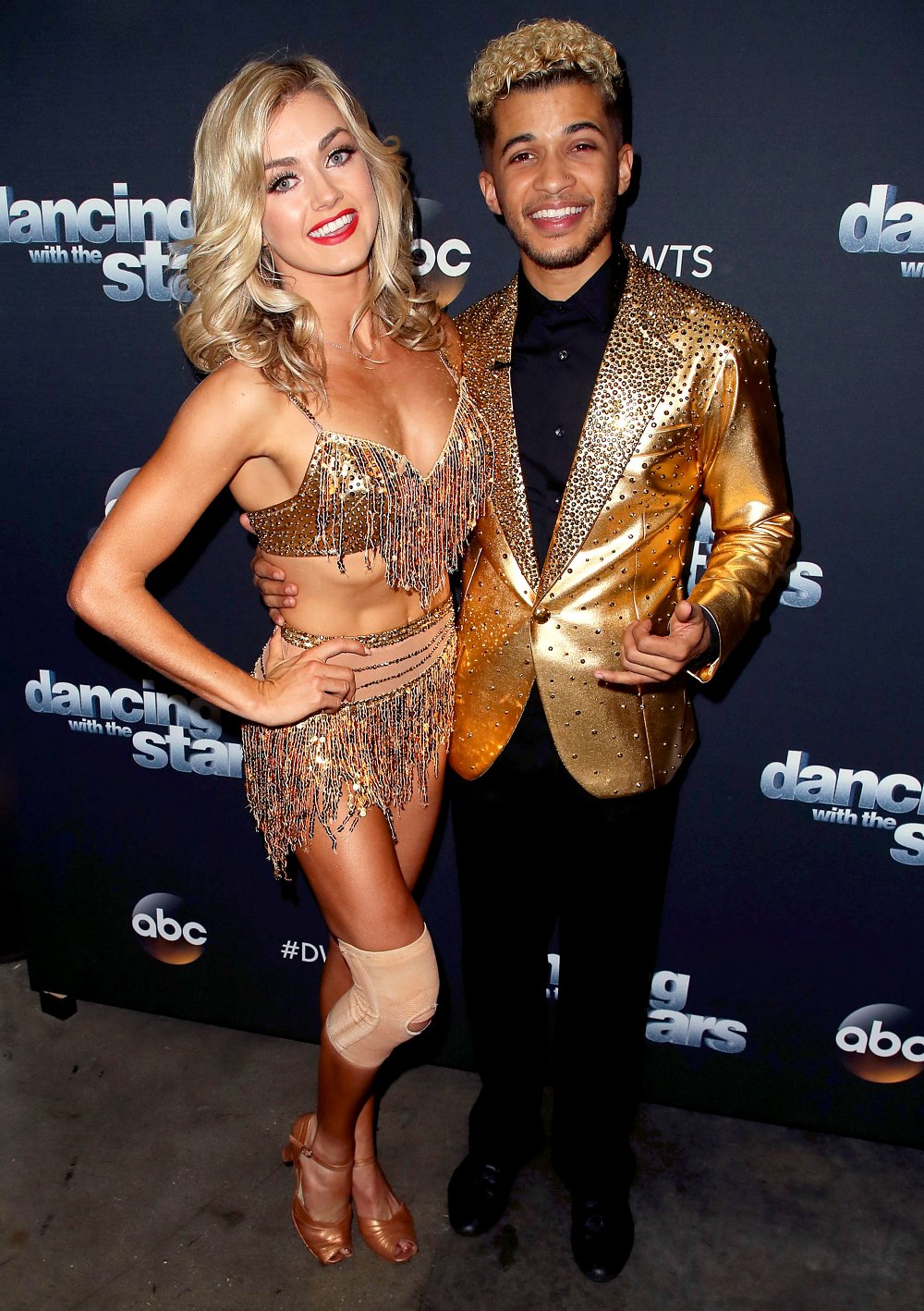 Jordan Fisher and Lindsay Arnold pose at "Dancing with the Stars" season 25 at CBS Televison City on November 13, 2017 in Los Angeles, California.