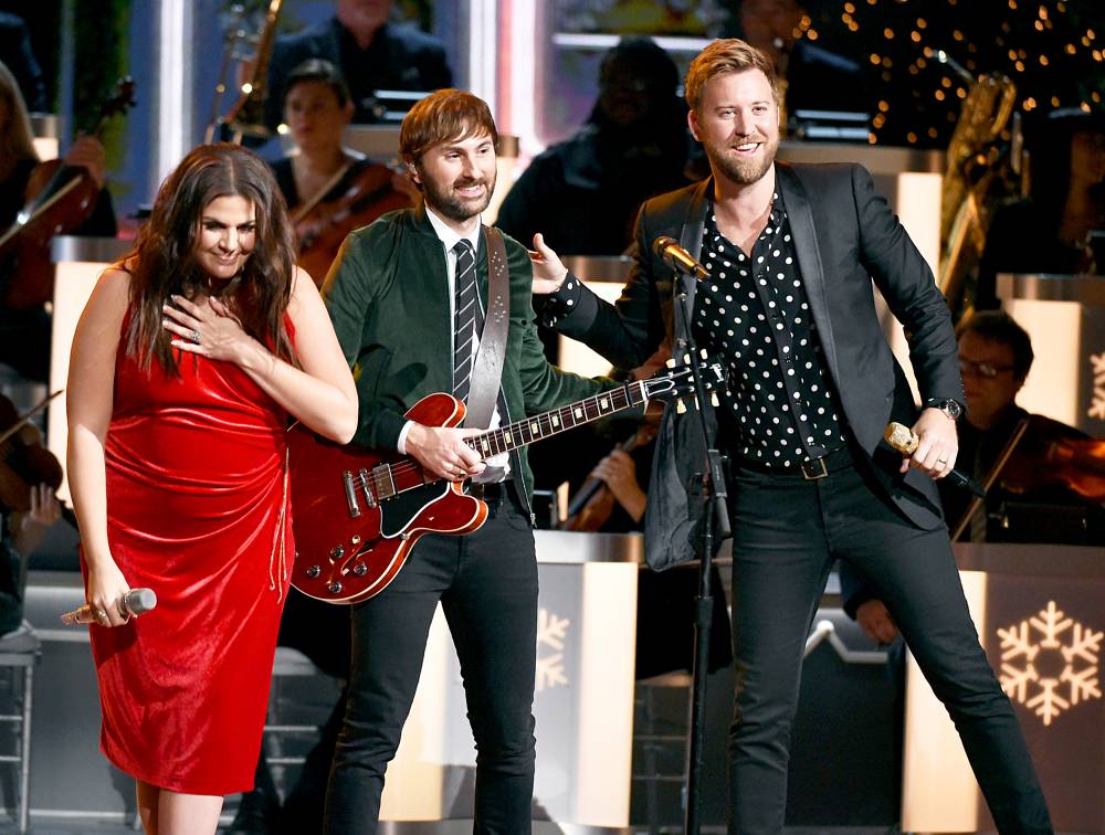Hillary Scott, Dave Haywood and Charles Kelley of Lady Antebellum perform onstage for CMA 2017 Country Christmas at The Grand Ole Opry on November 14, 2017 in Nashville, Tennessee.