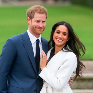 Prince Harry and Meghan Markle attend an official photocall to announce their engagement at The Sunken Gardens at Kensington Palace on November 27, 2017 in London, England.