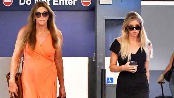 Caitlyn Jenner and Sophia Hutchins seen arriving on a flight at LAX airport in Los Angeles, California.