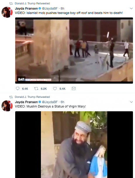 Donald Trump Retweets Controversial Anti-Muslim Videos