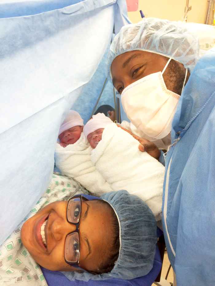 Nia and Robert Tolbert with twin boys Alexander and Riley