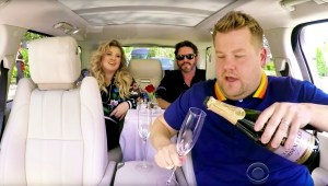 KellyClarkson and Brandon Blackstock during Carpool Karaoke with James Corden during ‘The Late Late Show with James Corden‘