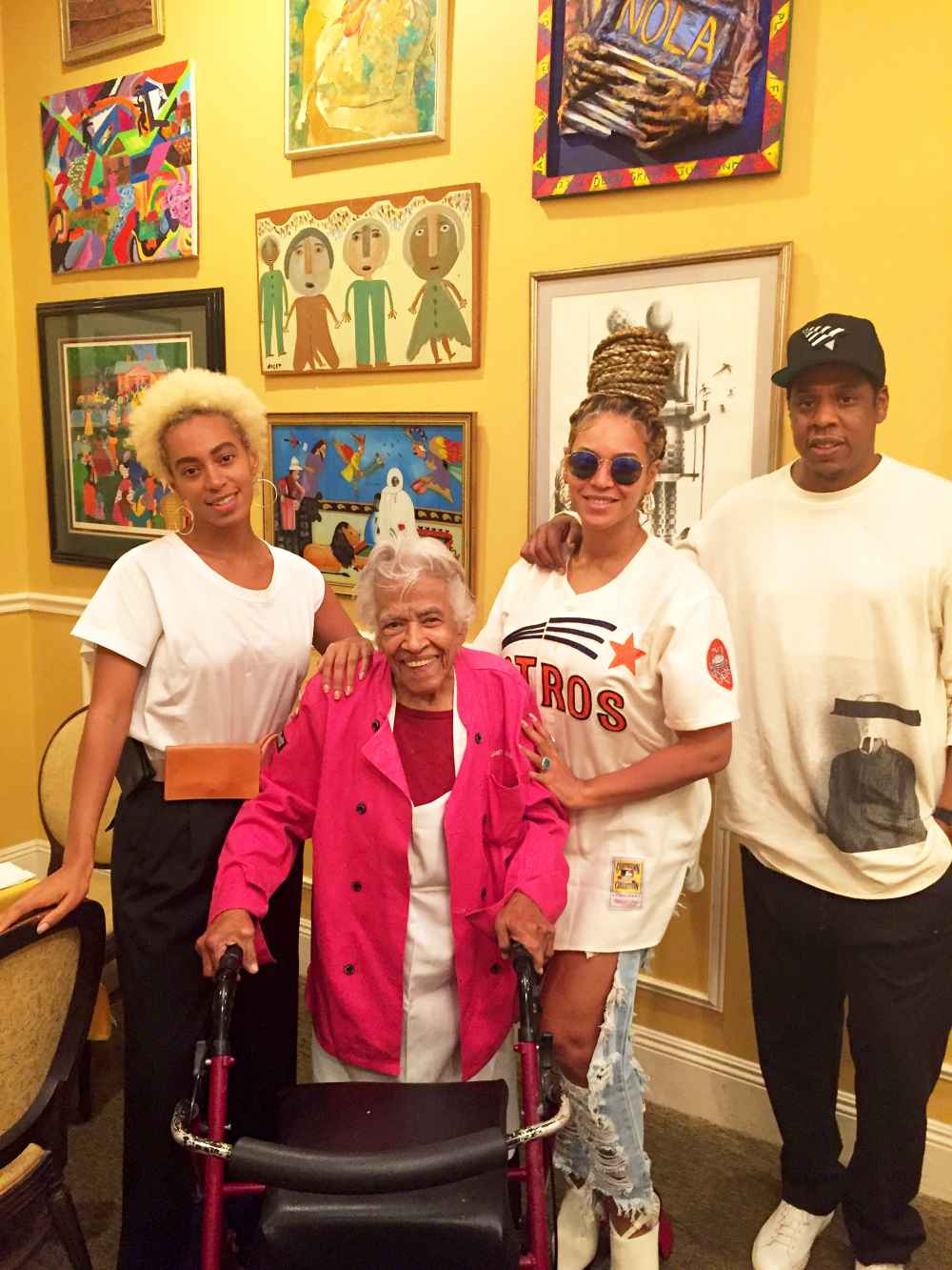 Solange, Beyonce and Jay Z with Leah Chase at Dooky Chase's Restaurant