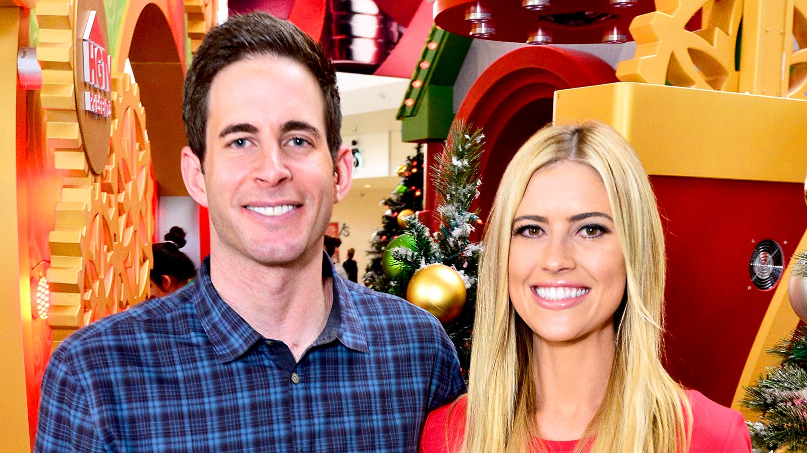 Tarek and Christina El Moussa visit the HGTV Santa HQ at Lakewood Center in Lakewood, California.