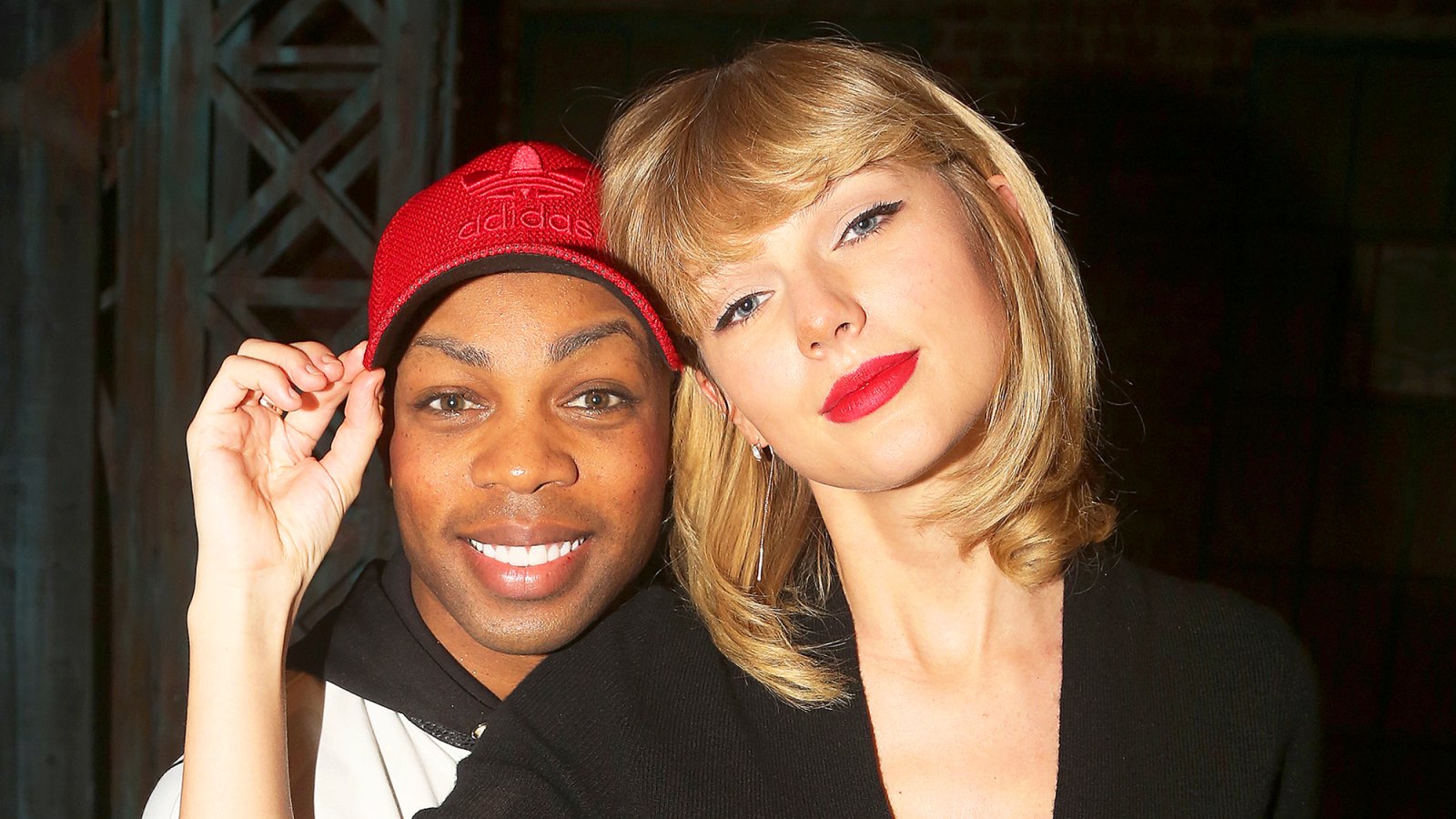 Todrick Hall and Taylor Swift pose backstage at the musical "Kinky Boots" on Broadway at The Al Hirschfeld Theater on November 23, 2016 in New York City.