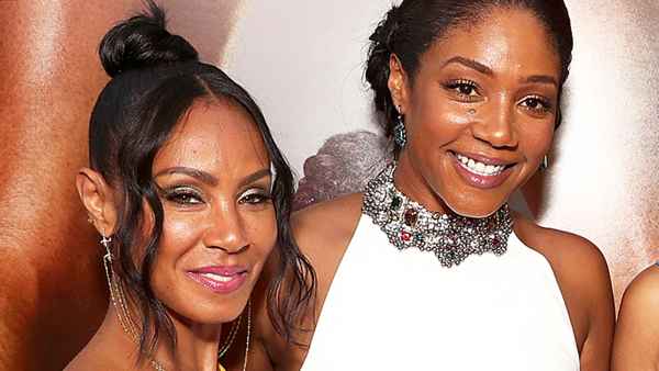 Jada Pinkett Smith and Tiffany Haddish attend the premiere of Universal Pictures' "Girls Trip" at Regal LA Live Stadium 14 on July 13, 2017 in Los Angeles, California.