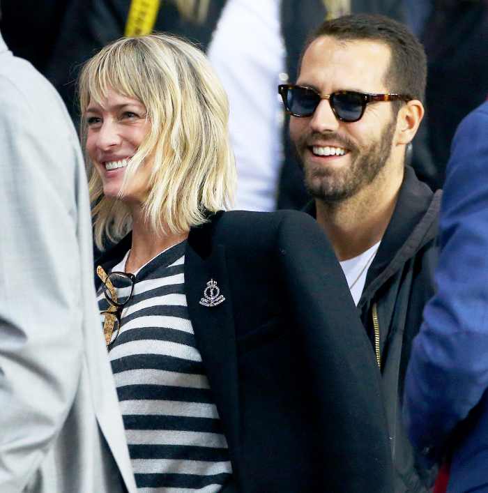 Robin Wright and Clement Giraudet attends the UEFA Champions League group B match at Parc des Princes on September 27, 2017 in Paris, France.