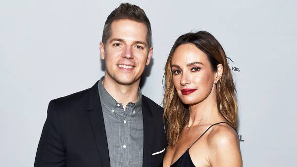 Jason Kennedy and Catt Sadler arrive at NBCUniversal's Press Junket at Beauty & Essex on November 13, 2017 in Los Angeles, California.