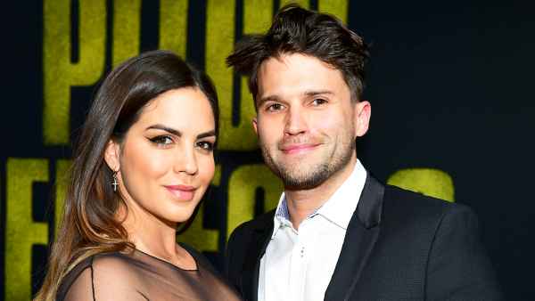 Katie Maloney and Tom Schwartz attend the premiere of Universal Pictures' "Pitch Perfect 3" at Dolby Theatre on December 12, 2017 in Hollywood, California.