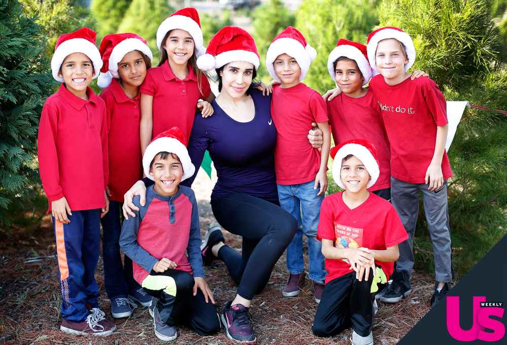 Natalie 'Octomom' Suleman takes her octuplets to shop for a Christmas tree near their home in Laguna Niguel, CA on December 17, 2017.
