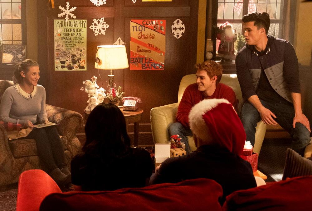 Lili Reinhart as Betty Cooper, KJ Apa as Archie Andrews, and Charles Melton as Reggie Mantle on ‘Riverdale‘