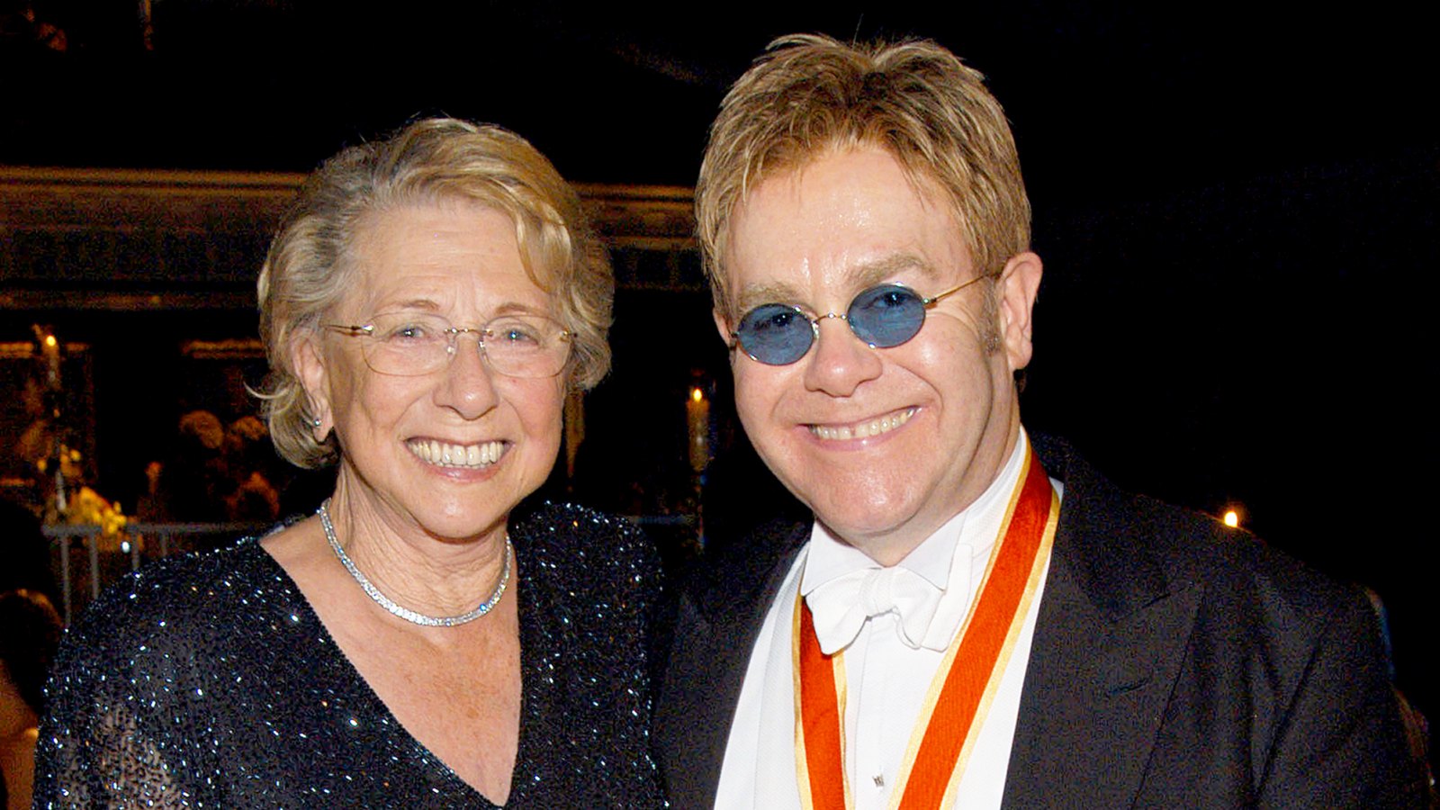 Sir Elton John and his mother Sheila Eileen Farebrother during The Fifth Annual White Tie & Tiara Ball to Benefit the Elton John Aids Foundation in Windsor, England, United Kingdom.
