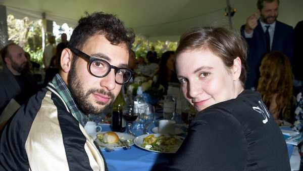 Jack Antonoff and Lena Dunham attend The Rape Foundation's annual 2015 brunch at Greenacres, The Private Estate of Ron Burkle in Beverly Hills, California.