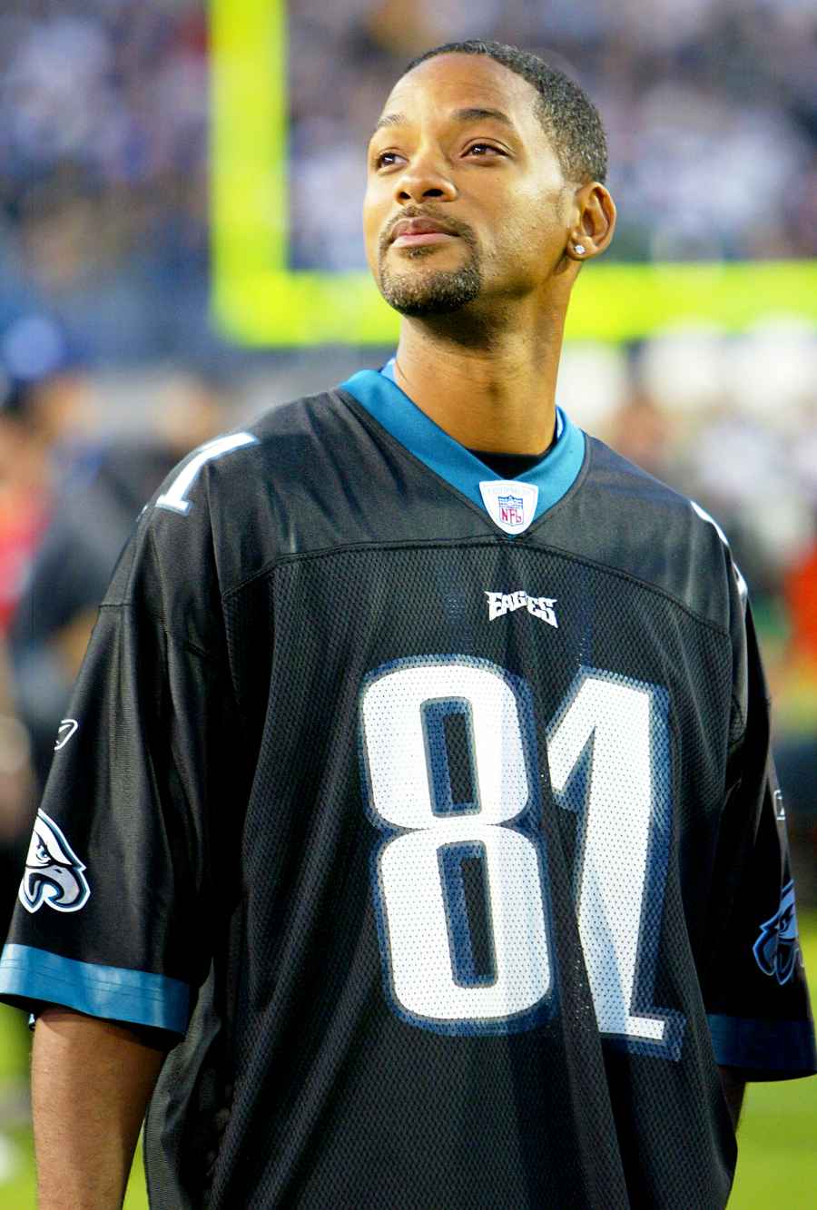 Will Smith attends the Super Bowl XXXIX between the New England Patriots and the Philadelphia Eagles at Alltel Stadium on February 6, 2005 in Jacksonville, Florida.