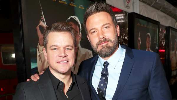 Matt Damon and Ben Affleck attend the premiere Of Warner Bros. Pictures' "Live By Night" at TCL Chinese Theatre on January 9, 2017 in Hollywood, California.
