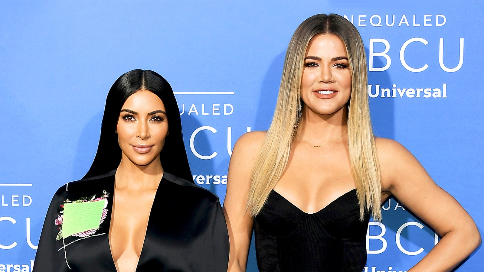 Kim Kardashian and Khloe Kardashian attend the 2017 NBCUniversal Upfront at Radio City Music Hall in New York City.