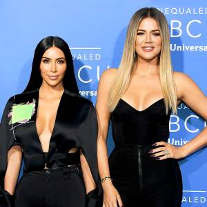 Kim Kardashian and Khloe Kardashian attend the 2017 NBCUniversal Upfront at Radio City Music Hall in New York City.