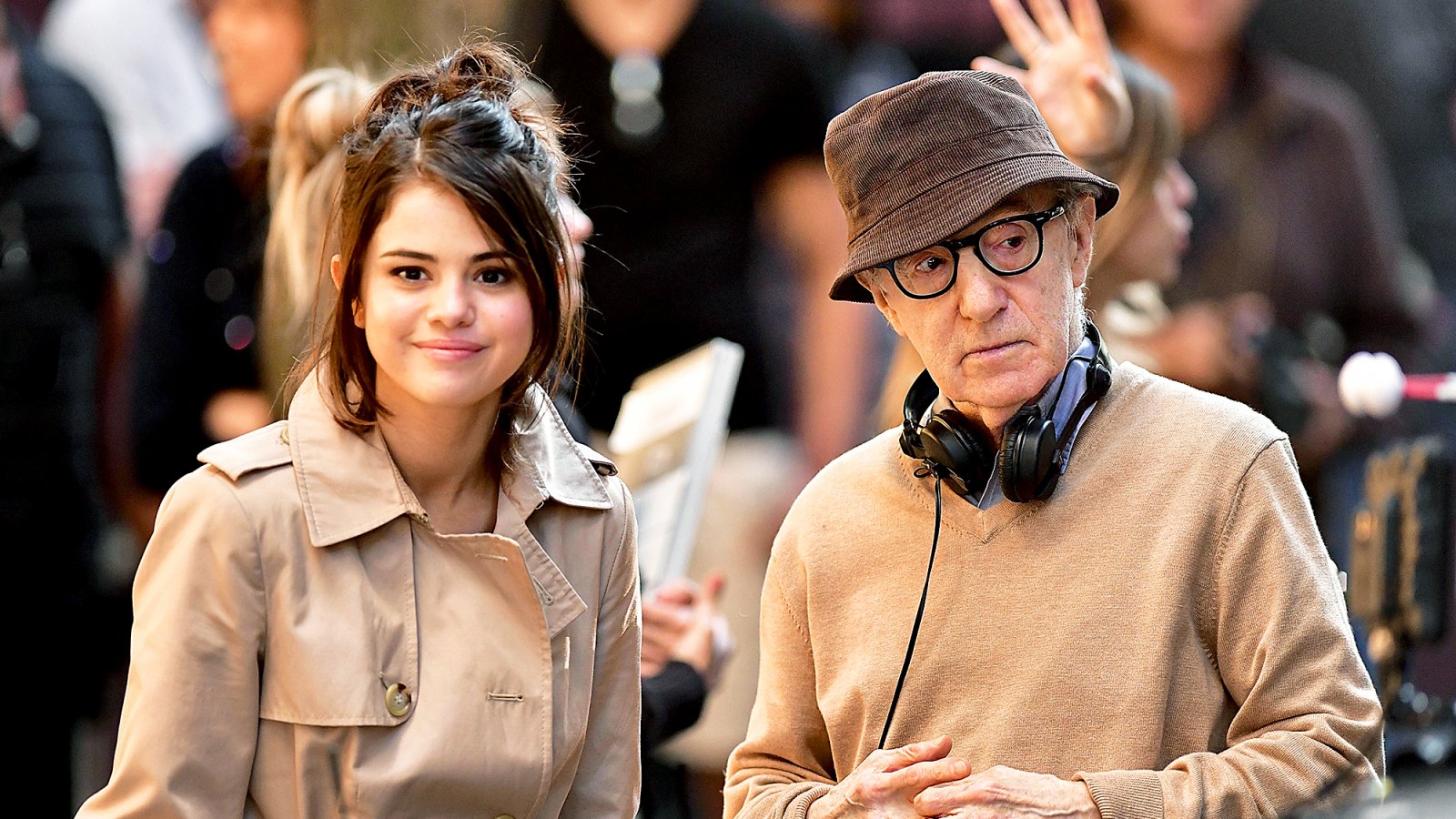 Selena Gomez and Woody Allen seen on location for Woody Allen's A Rainy Day in New York on September 11, 2017 in New York City.