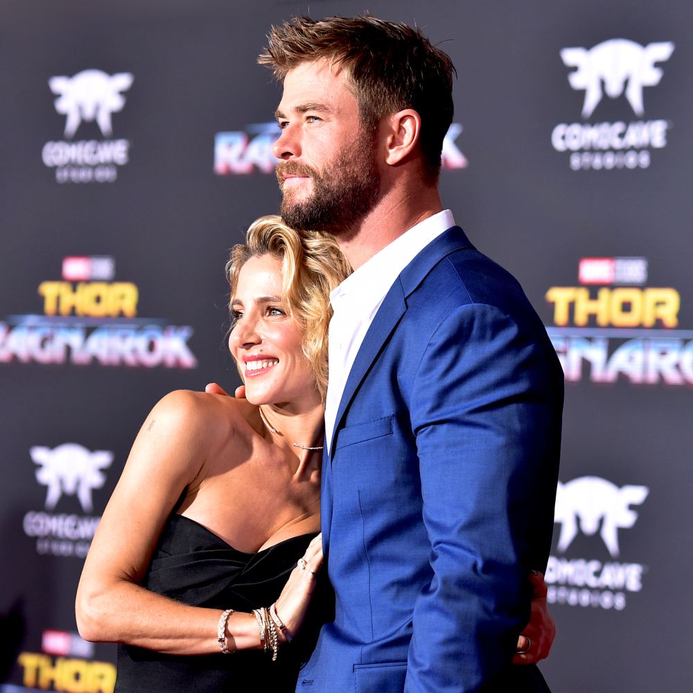 Chris Hemsworth and Elsa Pataky arrive at the 2017 premiere of Disney and Marvel's "Thor: Ragnarok" at the El Capitan Theatre in Los Angeles, California.
