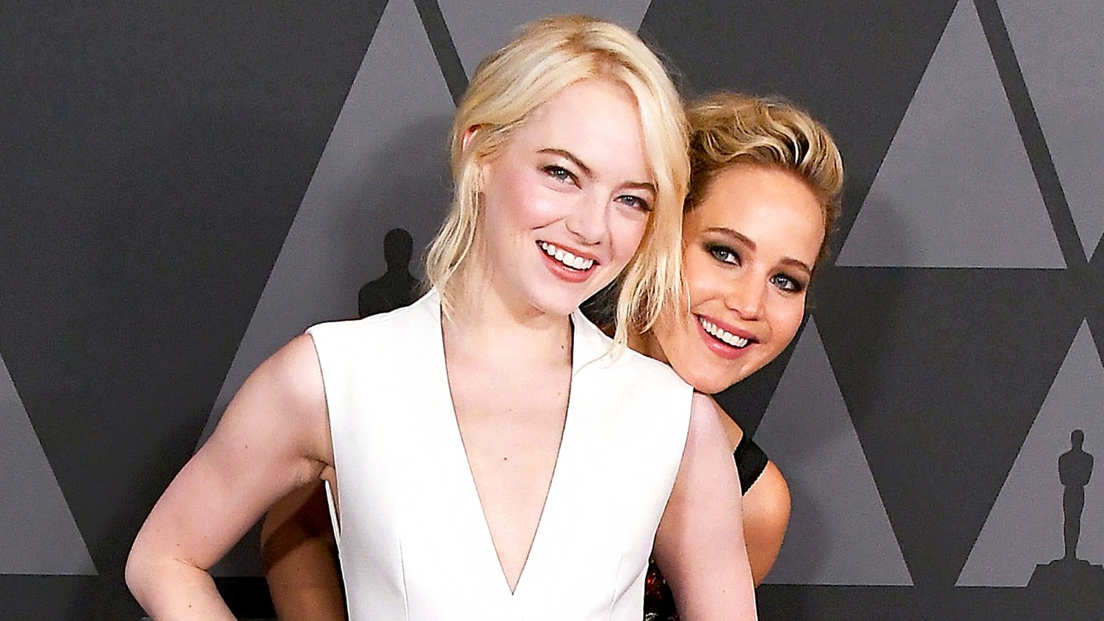 Emma Stone and Jennifer Lawrence arrives at the Academy Of Motion Picture Arts And Sciences' 9th Annual Governors Awards in Hollywood, California.