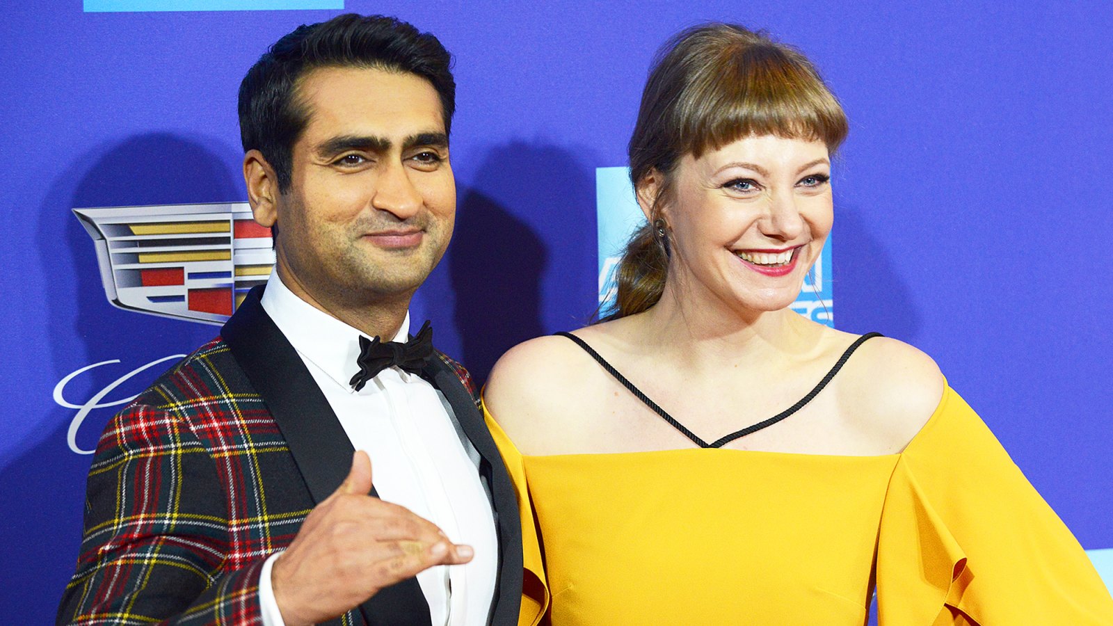 Kumail Nanjiani and Emily V. Gordon arrive for the 29th Annual Palm Springs International Film Festival Film Awards Gala held at Palm Springs Convention Center in Palm Springs, California.