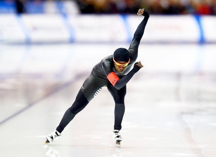 Erin Jackson competes in the Ladies 500 meter event during the Long Track Speed Skating Olympic Trials at the Pettit National Ice Center on January 5, 2018 in Milwaukee, Wisconsin.