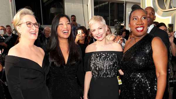 Meryl Streep, Ai-jen Poo, Michelle Williams and Tarana Burke arrive to the 75th Annual Golden Globe Awards held at the Beverly Hilton Hotel on January 7, 2018.