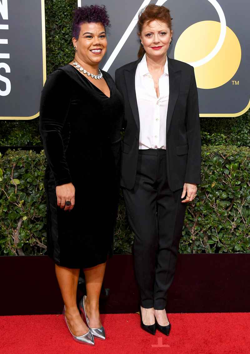 Susan Sarandon and activist Rosa Clemente arrives to the 75th Annual Golden Globe Awards held at the Beverly Hilton Hotel on January 7, 2018.