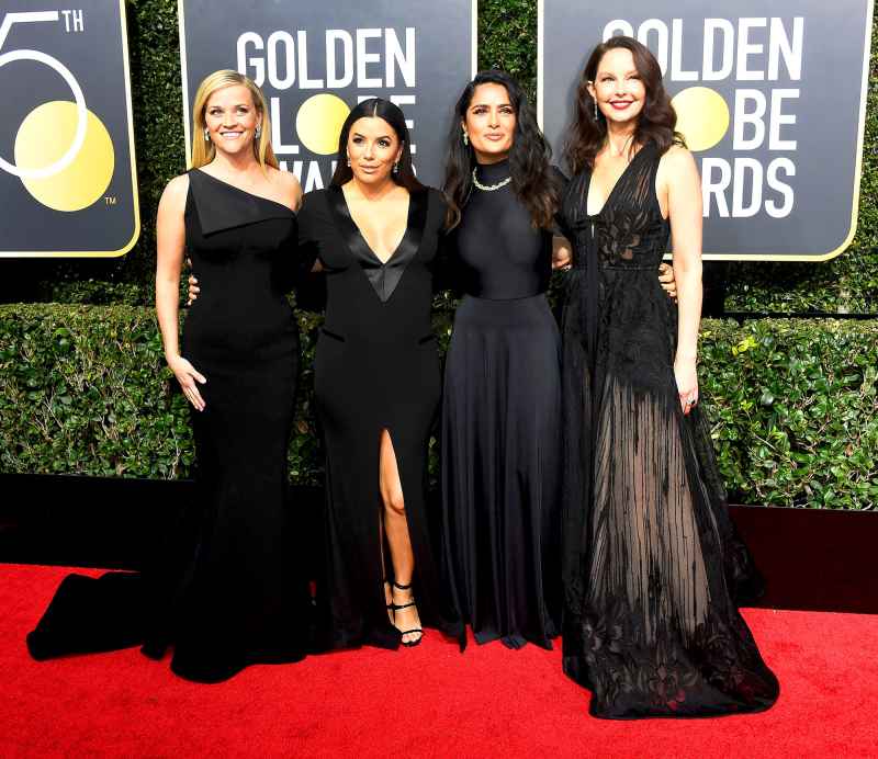 Reese Witherspoon, Eva Longoria, Salma Hayek, and Ashley Judd attend The 75th Annual Golden Globe Awards at The Beverly Hilton Hotel on January 7, 2018 in Beverly Hills, California.