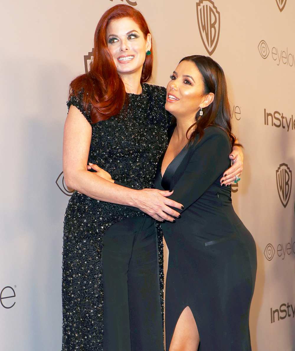 Debra Messing and Eva Longoria attend the 2018 InStyle and Warner Bros. 75th Annual Golden Globe Awards Post-Party at The Beverly Hilton Hotel on January 7, 2018 in Beverly Hills, California.