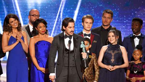 Milo Ventimiglia and 'This Is Us' cast onstage during the 24th Annual Screen Actors Guild Awards at The Shrine Auditorium on January 21, 2018 in Los Angeles, California.