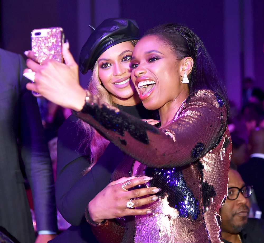 Beyonce and Jennifer Hudson attend the Clive Davis and Recording Academy Pre-Grammy Gala and Grammy Salute to Industry Icons Honoring Jay-Z on January 27, 2018 in New York City.