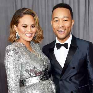 Chrissy Teigen and John Legend attend the 60th Annual Grammy Awards at Madison Square Garden on January 28, 2018 in New York City.