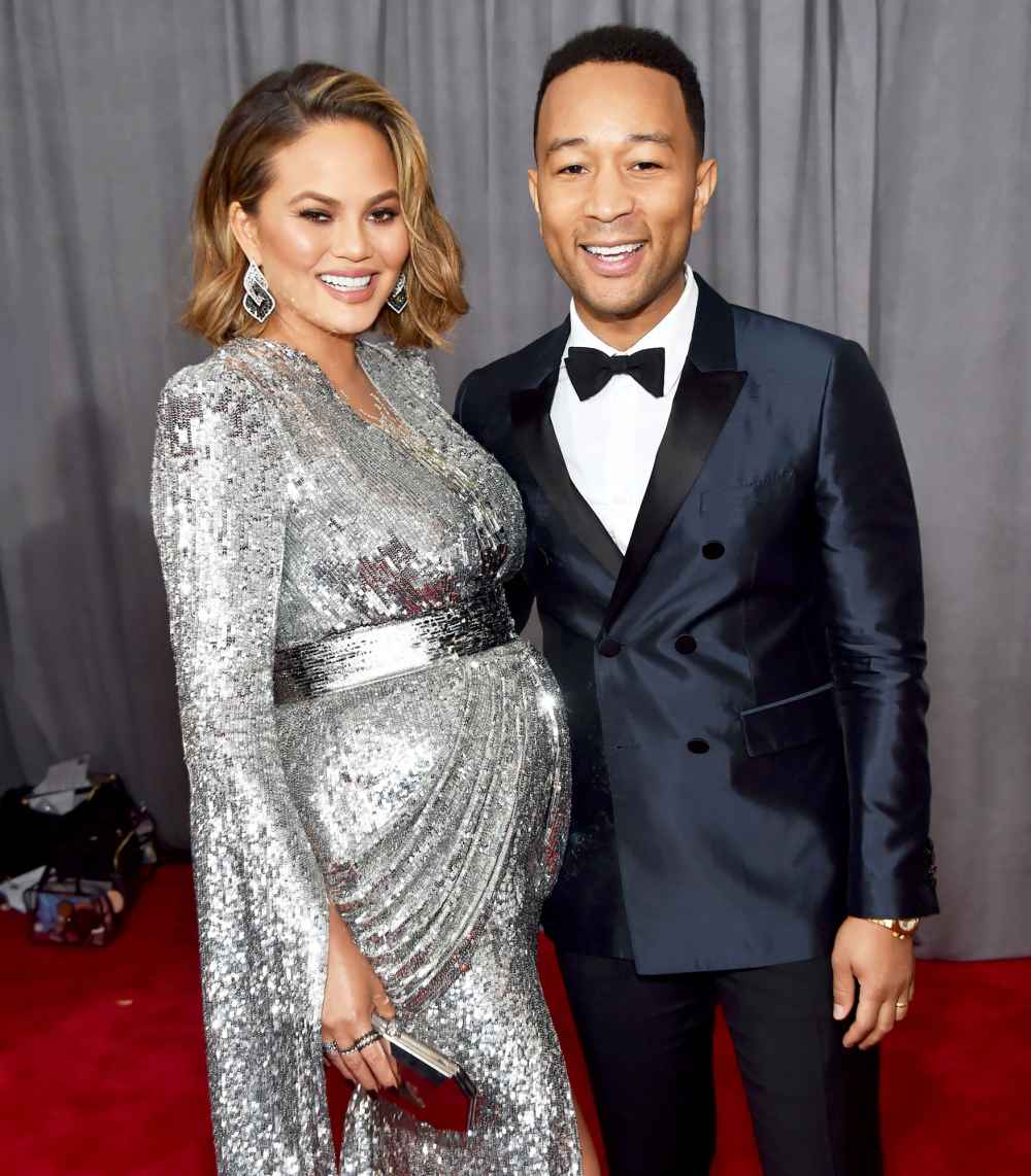 Chrissy Teigen and John Legend attend the 60th Annual Grammy Awards at Madison Square Garden on January 28, 2018 in New York City.