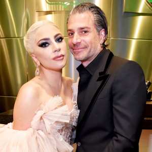 Lady Gaga and Christian Carino backstage at the 60th Annual Grammy Awards at Madison Square Garden on January 28, 2018 in New York City.