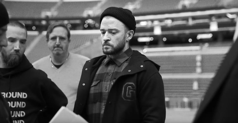 Justin Timberlake shows off his dance steps in monochrome outfit