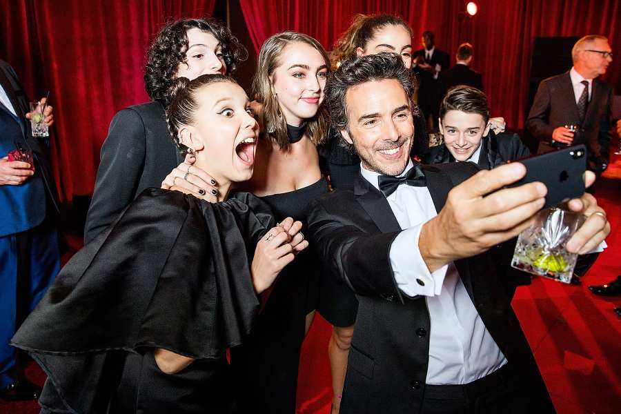 Millie Bobby Brown Finn Wolfhard Shawn Levy Noah Schnapp Netflix Golden Globes after party 2018
