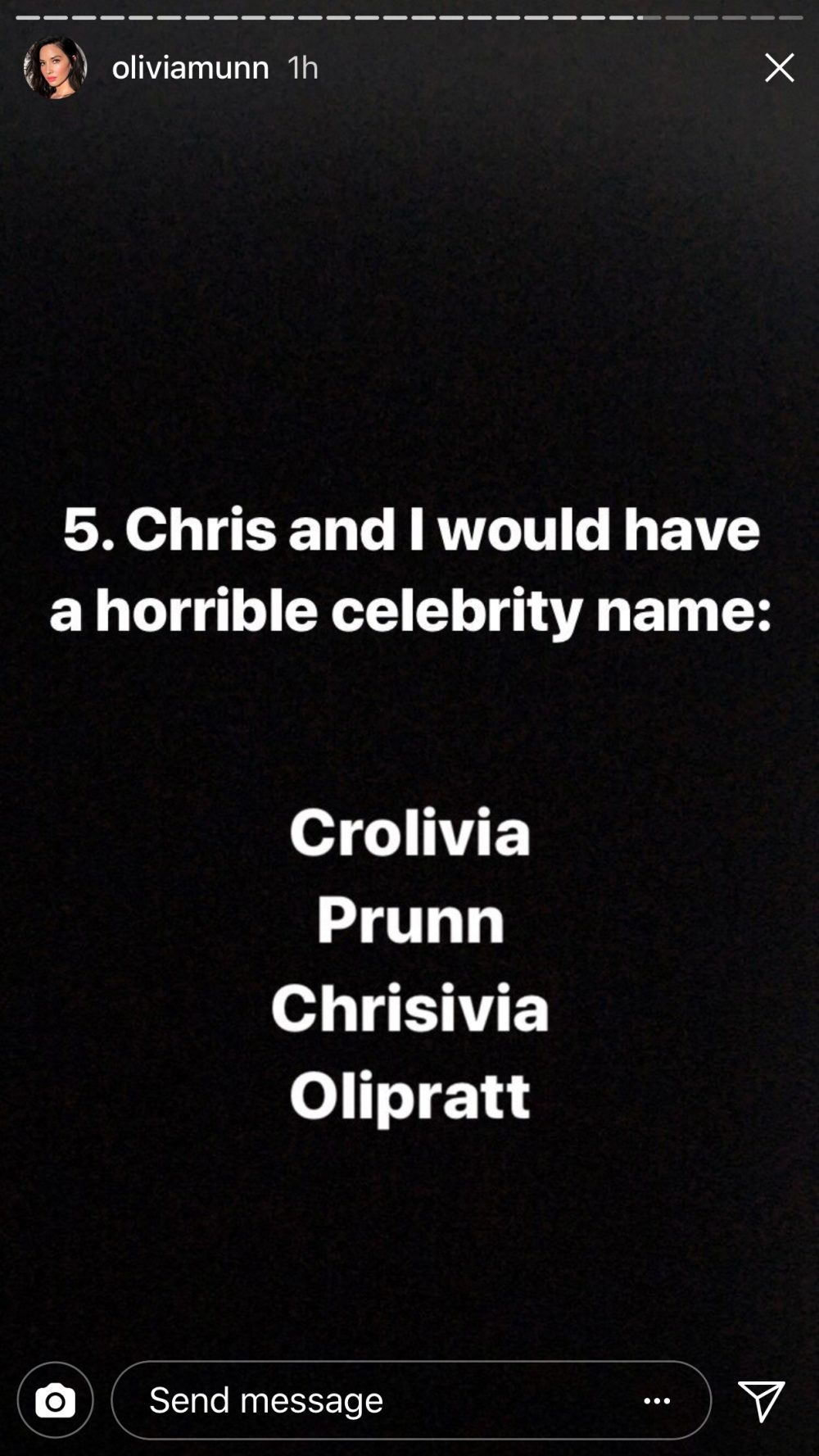 Olivia Munn, Chris Pratt, Dating, Anna Faris, Celebrity Name