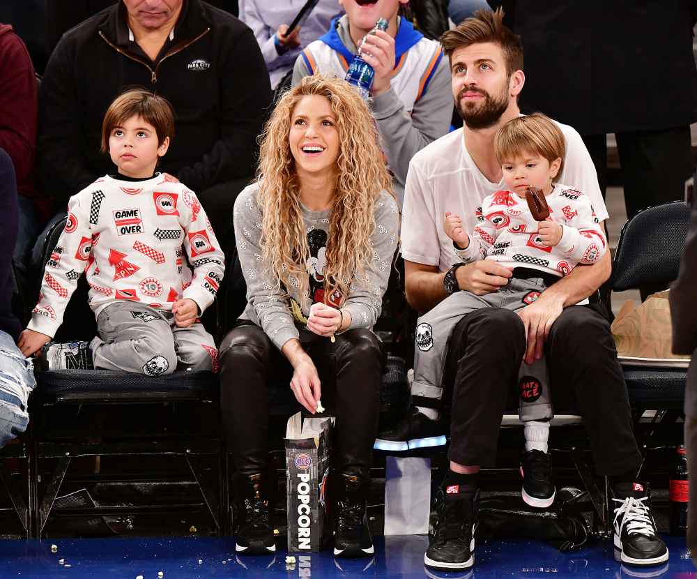 Shakira Gerard Pique New York Knicks Vs Philadelphia 76ers game with kids