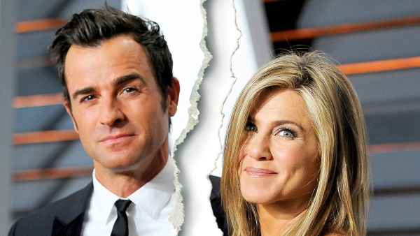 Justin Theroux and Jennifer Aniston attend the 2015 Vanity Fair Oscar Party hosted by Graydon Carter at Wallis Annenberg Center for the Performing Arts in Beverly Hills, California.