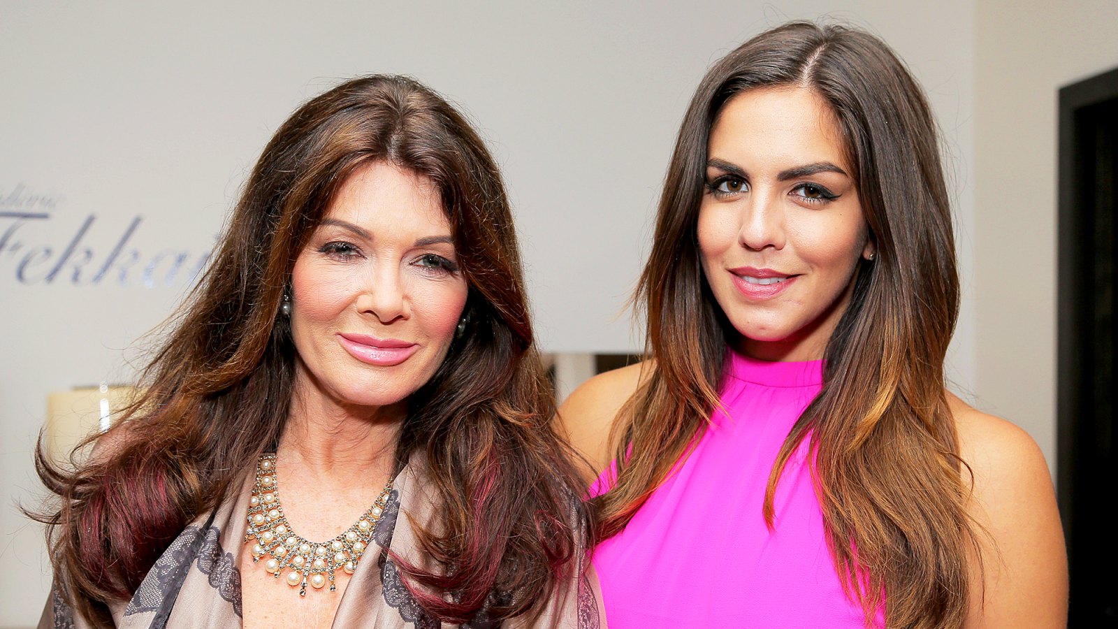 Lisa Vanderpump and Katie Maloney attend Katie Maloney's Pucker and Pout 2015 launch party at Frederic Fekkai Hair Salon in Beverly Hills, California.